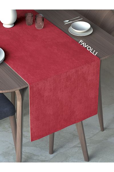 FAVOLLİ Red Velvet Textured Runner Dream Series 40 X 140