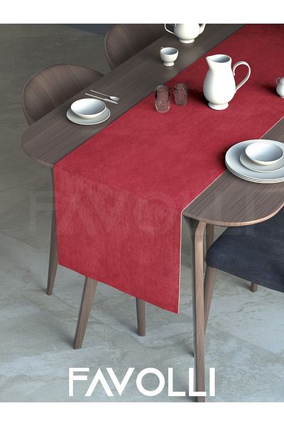 FAVOLLİ Red Velvet Textured Runner Dream Series 40 X 140