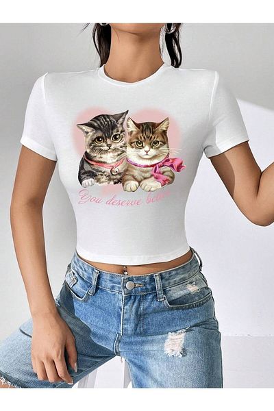 Jose Clothing Γυναικείο κοντομάνικο μπλουζάκι με λευκή στάμπα