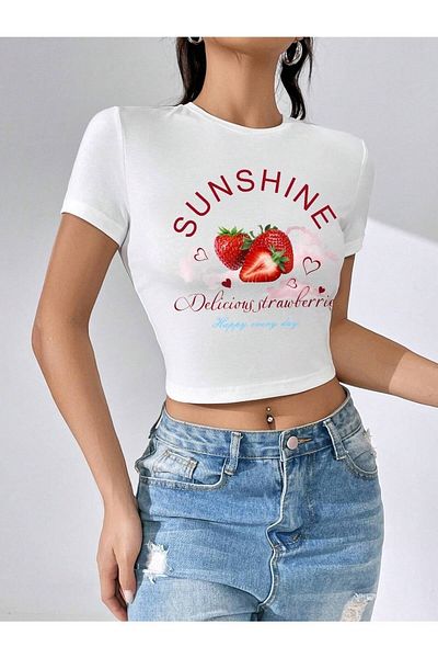 Jose Clothing Γυναικείο κοντομάνικο μπλουζάκι με λευκή στάμπα