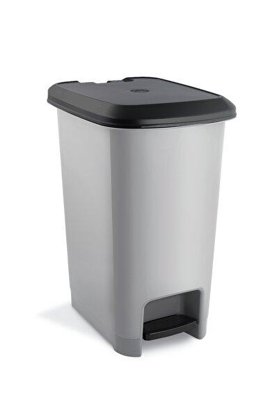 Melkan Home Pedallı Çöp Kovası 15 Litre Gri Çöp Kovası Slim Pedallı Çöp Kovası 15 Litre 40 Cm Metalik Gri
