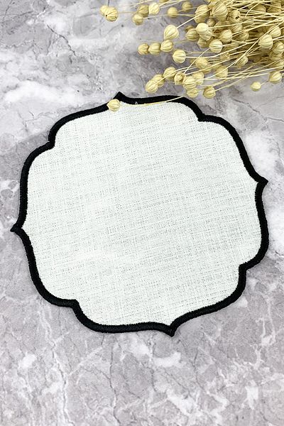 WEARE2 Black Color Embroidered Linen Effect Cocktail Napkin