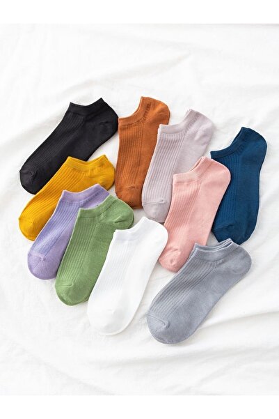 myDea Опаковка от 8 бр. Дамски чорапи до глезена Многоцветни чорапи на райета...