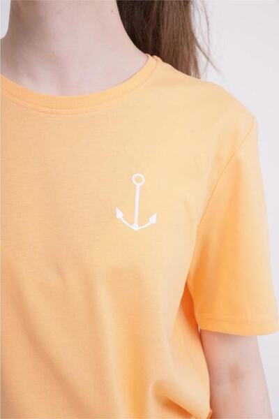 The Socks Company 23SCTS223U - Велосипедна комір, помаранчева вишивка у вигляді якоря, футболка