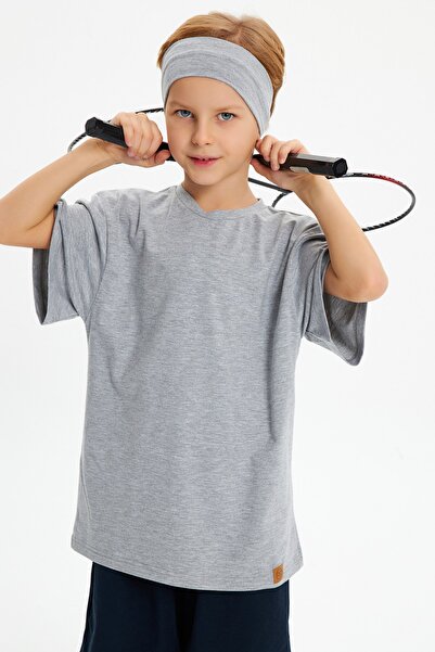 Babygiz Tricou oversize gri pieptănat 100% bumbac pentru băiat Set 2 piese Ba...