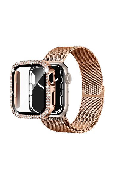 GREGOSS Apple Watch 4-5-6-Se Compatible 40 mm Elegant Diamond Stone Case and Screen Protection Case