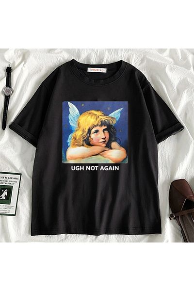 Touz Unisex Oversize Μαύρο T-Shirt - Blunt Blunt Ugh Not Again