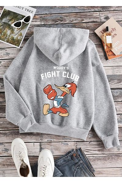 BYMEER Hanorac supradimensionat cu glugă, unisex, gri Woody