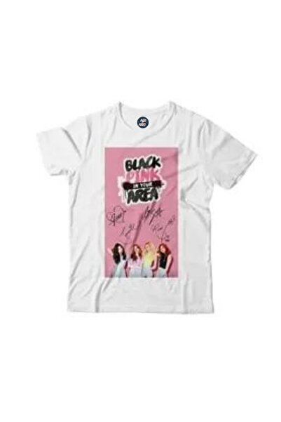 RYO FASHİON Tricou alb unisex cu mânecă scurtă BLACK PINK GROUP cu imprimeu p...