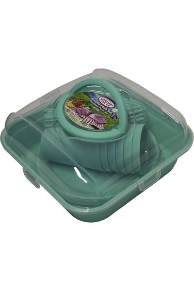 abnturk 32 Parça 6 Kişilik taşıma Çantalı Piknik Seti Ömür Boyu Kullanıma Uyg...