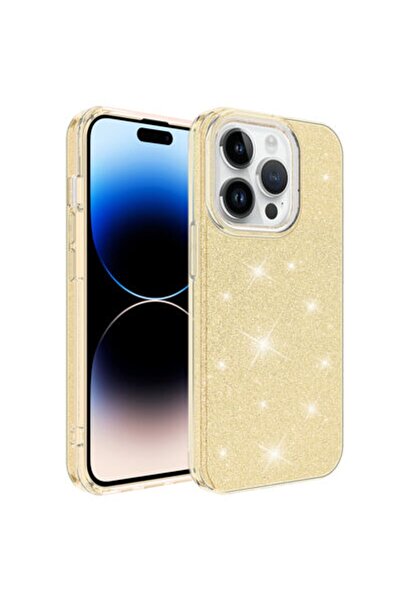 Rivor Apple iPhone 14 Pro Uyumlu Kılıf Kamera Çıkıntılı Darbe Korumalı Renkli Simli Parlak Sert Kapak