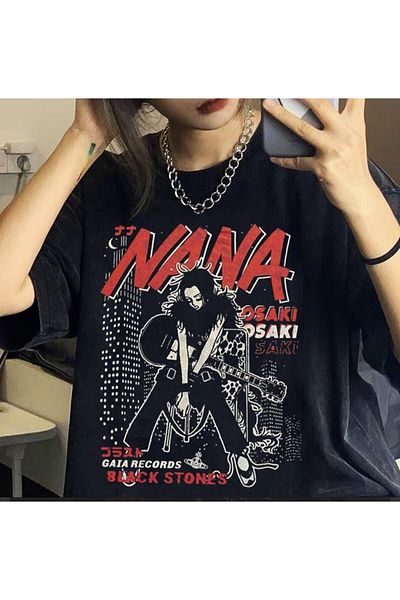 Köstebek Black Stones - Tricou unisex negru pentru chitară Nana Osaki