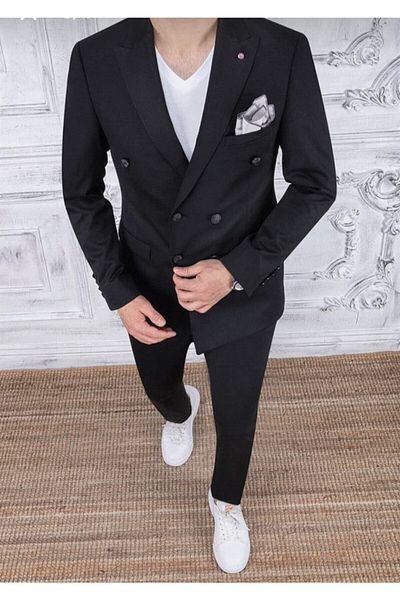 BY MARKASSO GÜNCÜOĞLU KRUVAZE SLIM FIT ΜΑΥΡΟ ΑΝΔΡΙΚΟ ΚΟΣΤΟΥΜΙΟ ΜΕ ΜΥΣΤΑ ΚΡΕΜΑ