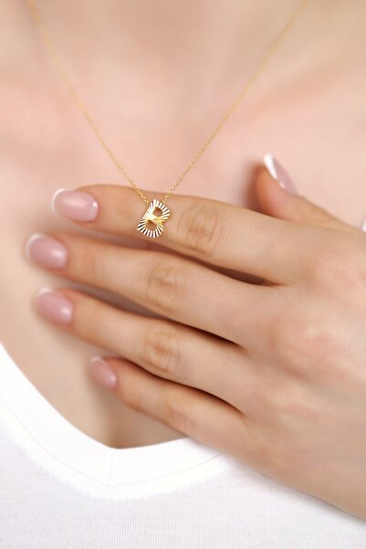 SARIASLAN B Harfli Gümüş Kolye, Üstü Özel Kesimli