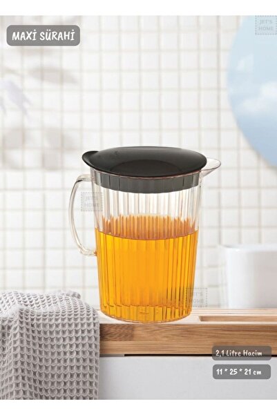 Jet's Home Siyah Kapaklı Sürahi Plastik 2,1 Litre BPA FREE