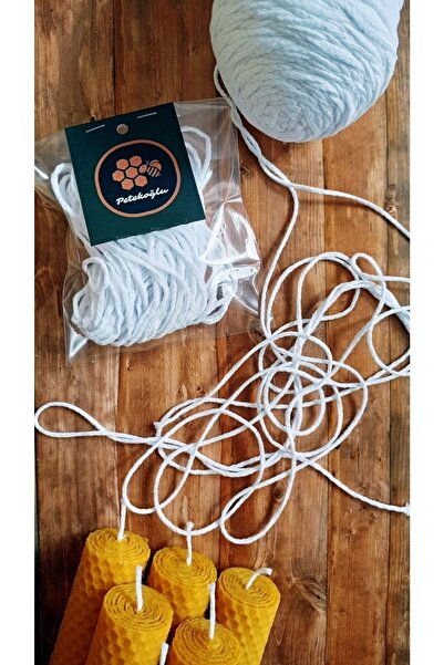 Petekoğlu (25 METRE) Çapı 1cm Ile 3 Cm Arası Mumlar Için Fitil %100 Doğal Pamuk Ip Mum Malzemesi