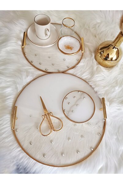 RESİNARTSHOP 7 Parça İncili Nişan Seti