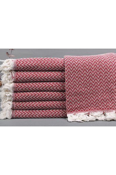 Kayra Export Claret Red Woven Blanket, Bridal Party Gift, 160x190 cm Cotton Blanket, : Double Bedspread,