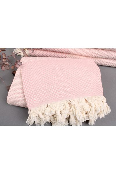 Kayra Export غطاء قطني بيكيه وردي فاتح 200x230 سم غطاء قطني غطاء ديكور