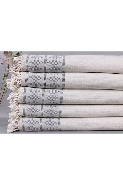Kayra Export بطانية مزدوجة من الكتان باللون الأزرق الداكن مقاس 220 × 250 سم