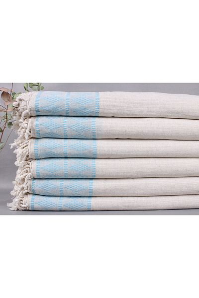 Kayra Export بطانية كتان بيكيه مزدوجة مقاس 220x250 سم باللون الفيروزي
