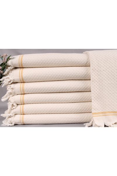 Kayra Export مفرش سرير مزدوج من القطن بيكيه بلون الخردل مقاس 220x235 سم