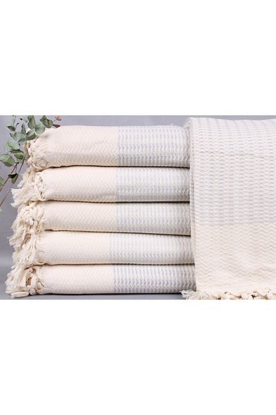 Kayra Export بيكيه رمادي فاتح 190x225 سم قطن بيكيه غطاء ديكور كبير الحجم