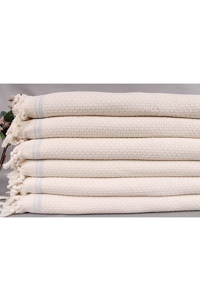 Kayra Export مفرش سرير مزدوج من القطن باللون الرمادي الفاتح مقاس 220 × 235 سم