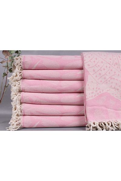 Kayra Export غطاء قطن بيكيه وردي 230x250 سم
