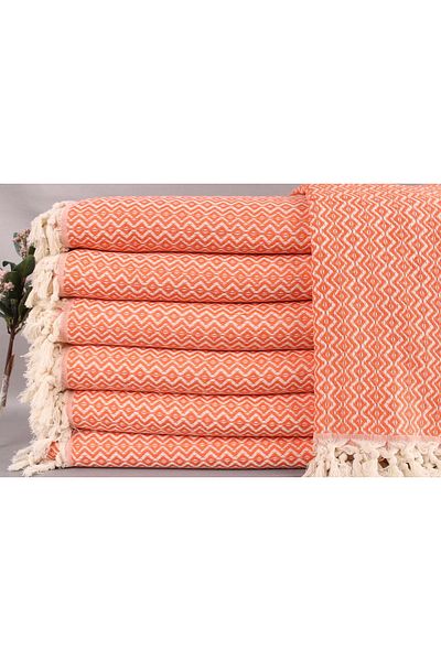 Kayra Export بيكيه برتقالي 200x240 سم غطاء ديكور بيكيه قطني كبير بيكيه منسوج