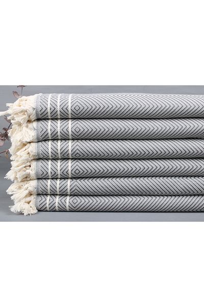Kayra Export غطاء منسوج من القطن بيكيه باللون الرمادي الداكن مقاس 180 × 240 سم