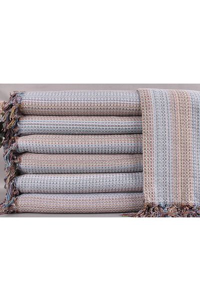 Kayra Export مفرش طاولة من القطن باللون الرمادي الفاتح مقاس 220 × 225 سم