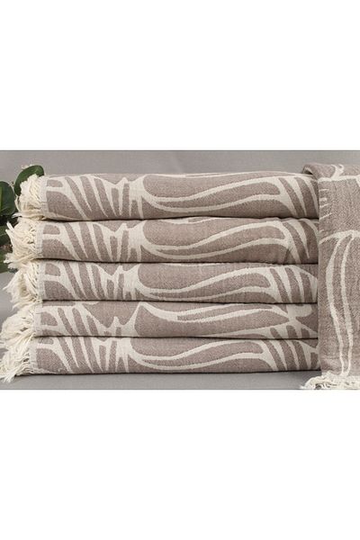Kayra Export غطاء ديكور من القطن بيكيه باللون البني مقاس 150x180 سم