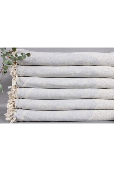 Kayra Export بطانية قطن بيكيه باللون الرمادي الفاتح مقاس 230x250 سم