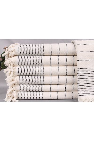 Kayra Export مفرش سرير مزخرف من القطن بيكيه باللون الأزرق الداكن مقاس 230 × 245 سم