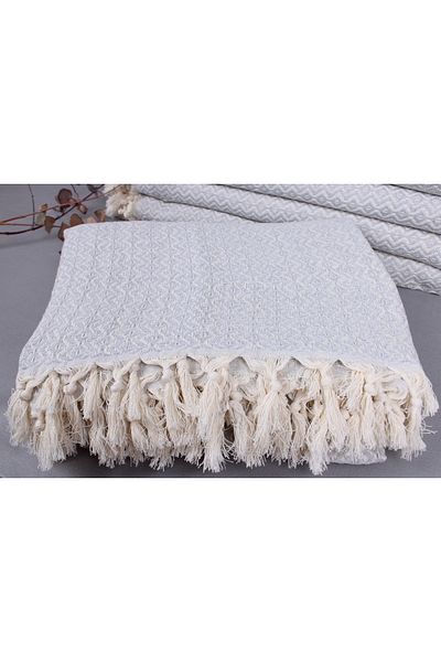 Kayra Export بيكيه رمادي فاتح 200x240 سم غطاء ديكور بيكيه قطني كبير بيكيه منسوج