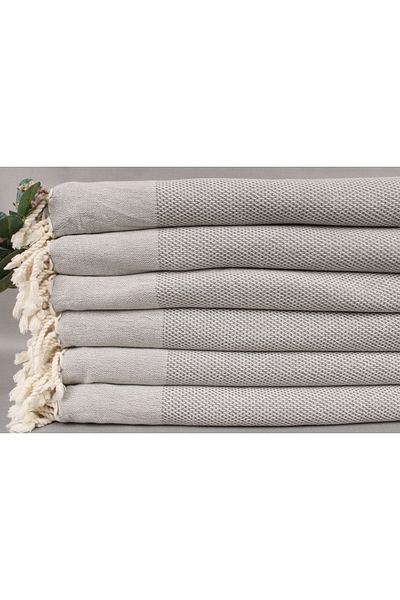 Kayra Export غطاء ديكور من القطن بيكيه باللون الرمادي الداكن مقاس 200 × 240 سم