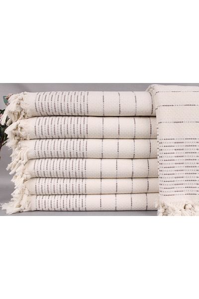 Kayra Export مفرش سرير مزخرف من القطن بيكيه باللون البني مقاس 230 × 245 سم