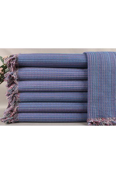 Kayra Export بيكيه ساكس أزرق 220x230 سم قطن بيكيه غطاء ديكور مزدوج متوسط سميك