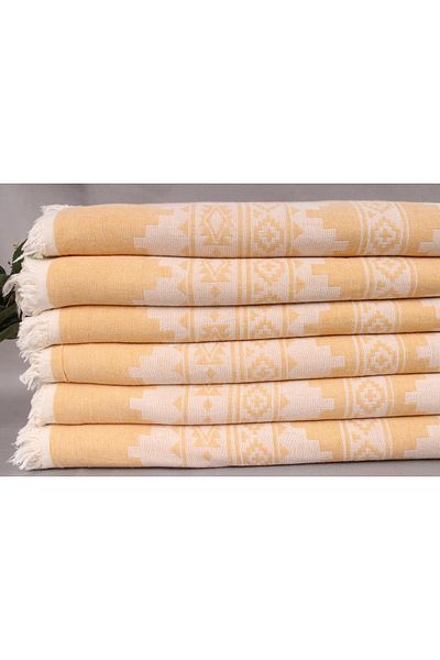 Kayra Export Yellow Bachelorette Gifts, Embroidered Pique, 140x215 cm Cotton Blanket, Bridesmaid Gifts,