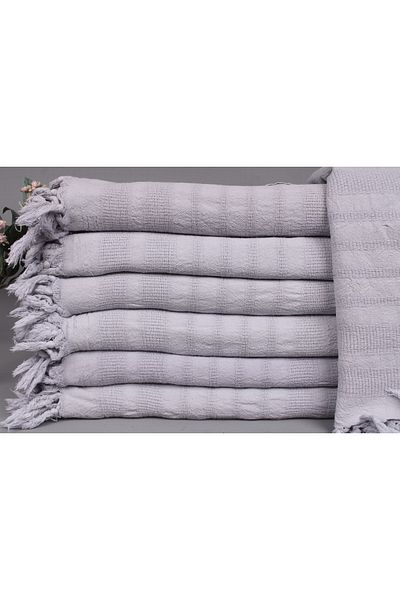 Kayra Export هدية حفل زفاف رمادية، مفرش طاولة، بطانية قطن 170x240 سم، هدية زفاف،