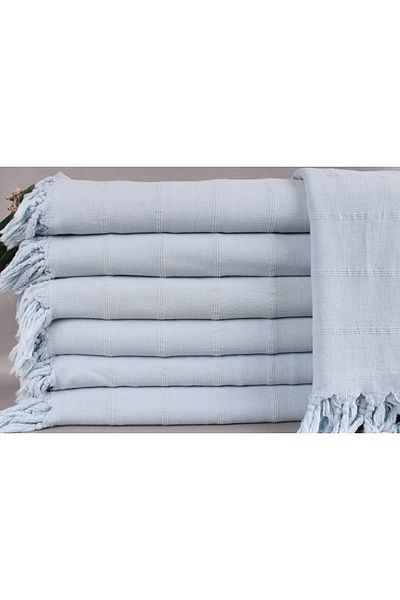 Kayra Export غطاء ديكور من القطن بيكيه باللون الأزرق مقاس 180x230 سم