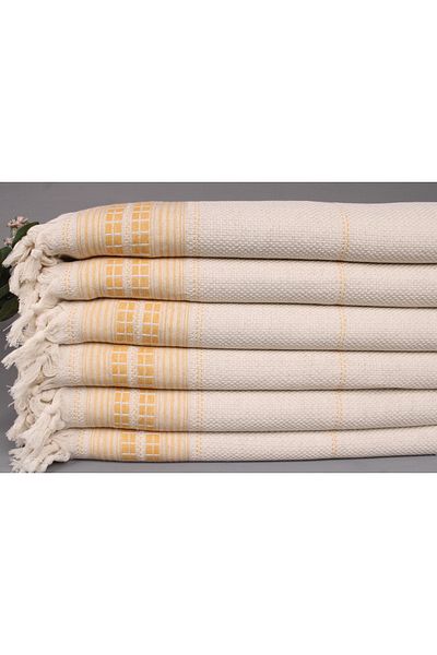 Kayra Export Pique Mustard 235x240 Cm Cotton Pique Multi-Purpose Cover Bedspread Medium Thick