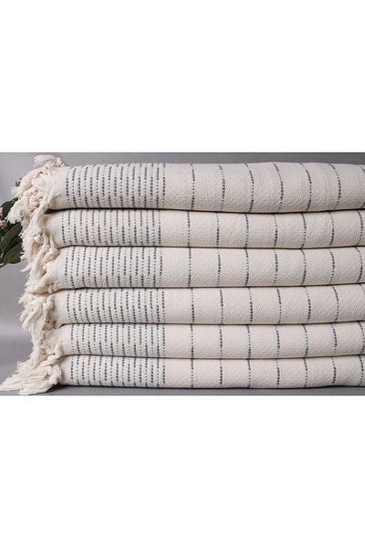 Kayra Export مفرش سرير مزخرف من القطن بيكيه باللون الرمادي الداكن مقاس 230 × 245 سم