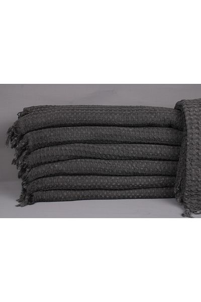 Kayra Export مفرش سرير بيكيه قطن رمادي غامق 200x260 سم