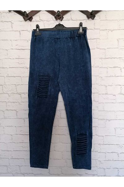 anne moda ankara Culoare uni, vară, model tăiat cu laser, țesătură spălată din bumbac, lycra, pantaloni/ jambiere largi