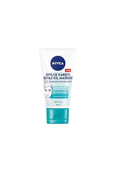 NIVEA 3in1 Sivilce Karşıtı Yüz Temizleyici Beyaz Kil Maskesi 150 ml