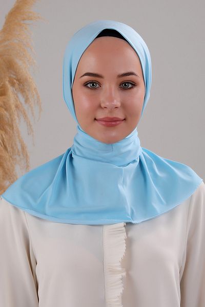 Melodi Scarf Hijab pentru damă, cu fermoar practic, eșarfă nisipoasă, șal gata făcut, Baby Blue