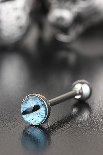 Valhalla Yeni Sezon 316L Cerrahi Çelik Mavi Göz Dil Piercing