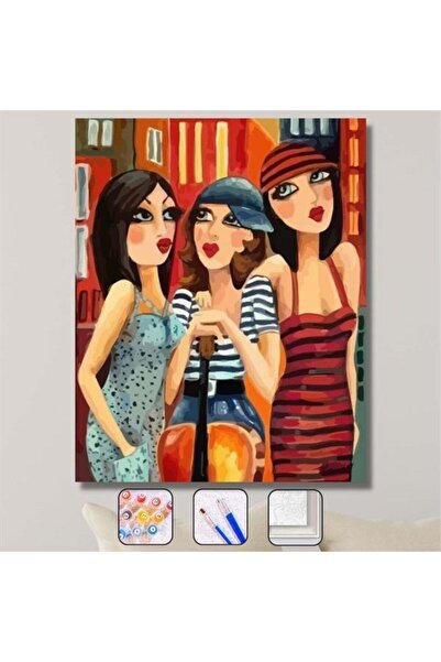 Genel Markalar Sayılarla Boyama Seti Kasnaklı Kız Kardeşler 40 X 50 cm